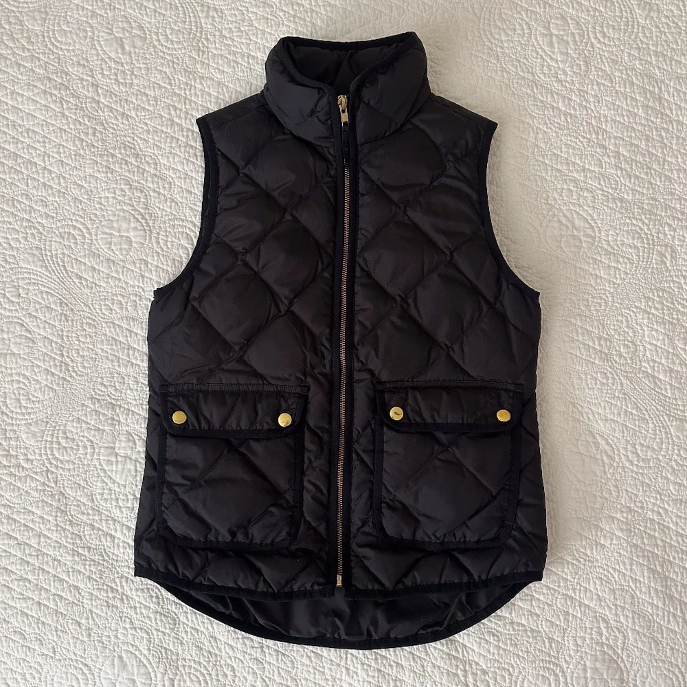 J.Crew Black Excursion Quilted Puffer Down Vest Women's XXS